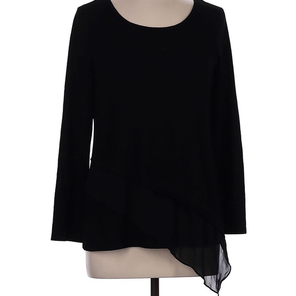 AB Studio Tops - AB Studio Black Long Sleeved Asymmetrical Top Size S